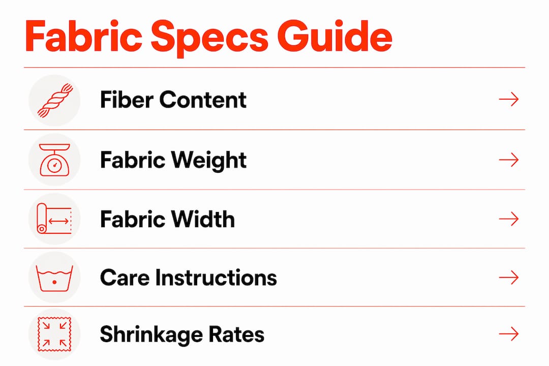 Infographic outlining five key fabric specification components