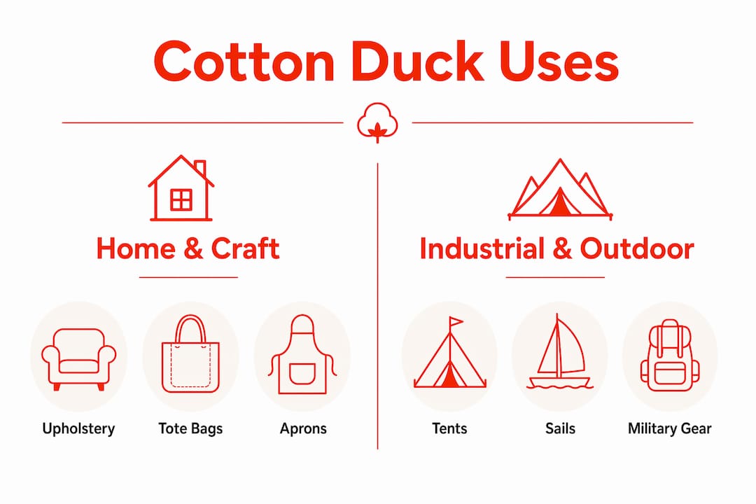 Infographic comparing cotton duck fabric uses