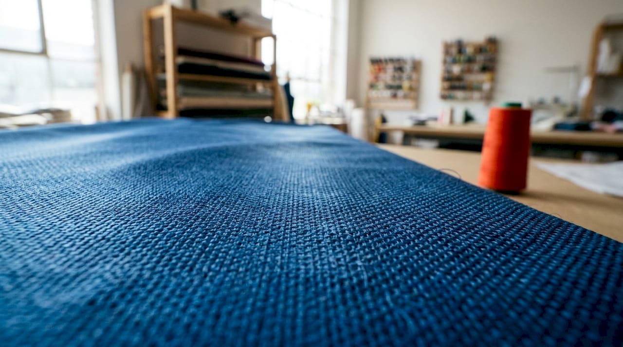 Close-up of Egyptian cotton sateen weave texture