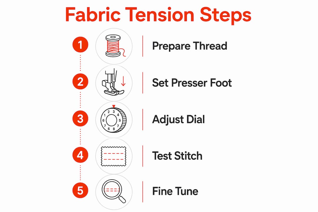 Infographic of fabric tension adjustment step-by-step