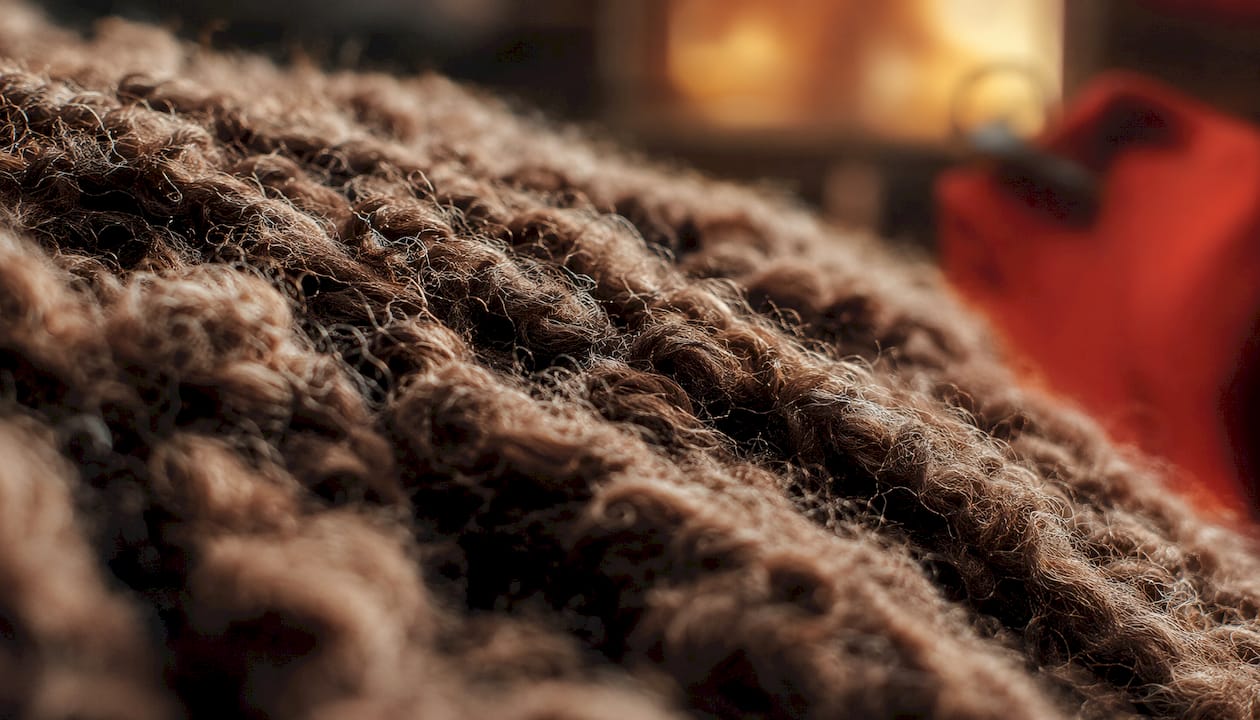 Close-up texture of insulating wool fabric