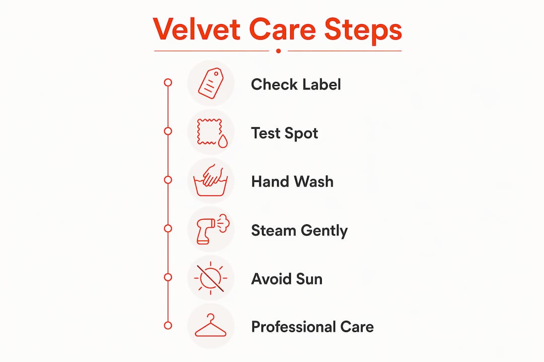 Infographic illustrating key velvet care steps