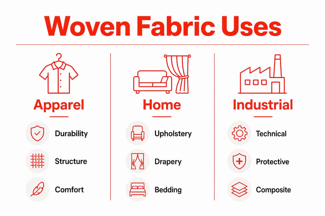 Infographic showing main woven fabric use categories
