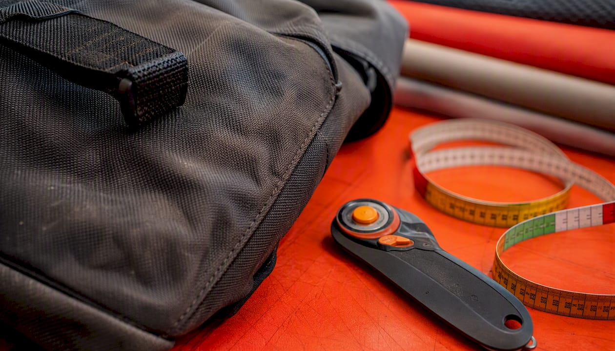 Close-up of rugged Cordura nylon fabric texture