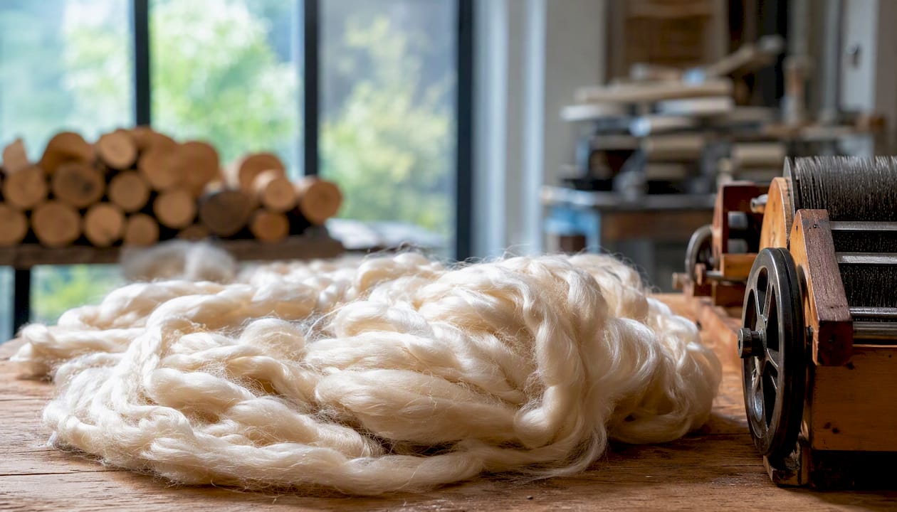 Close-up of modal fabric fiber texture