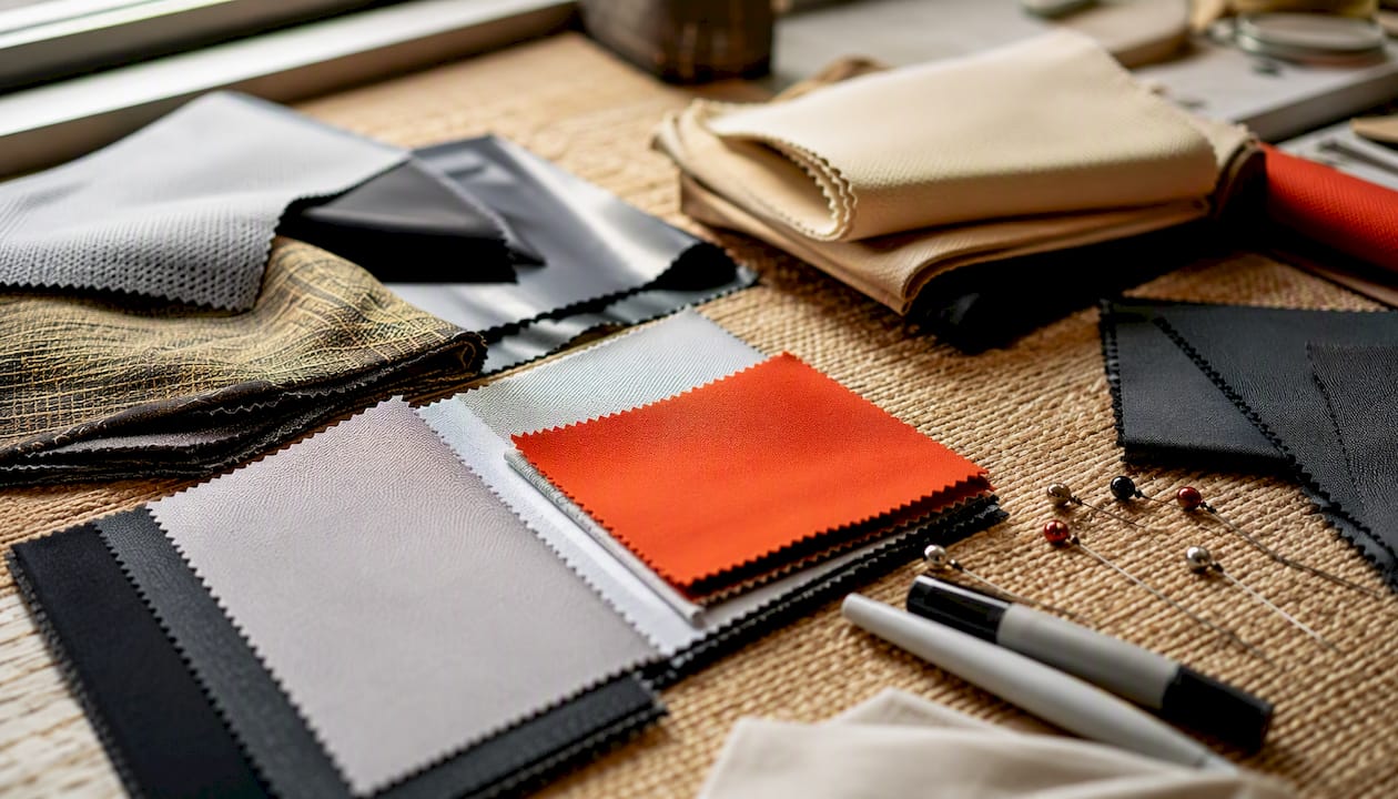 Close-up of specialty fabric types and finishes