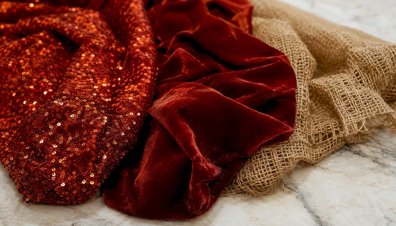 Close-up of textile fabric textures and weave