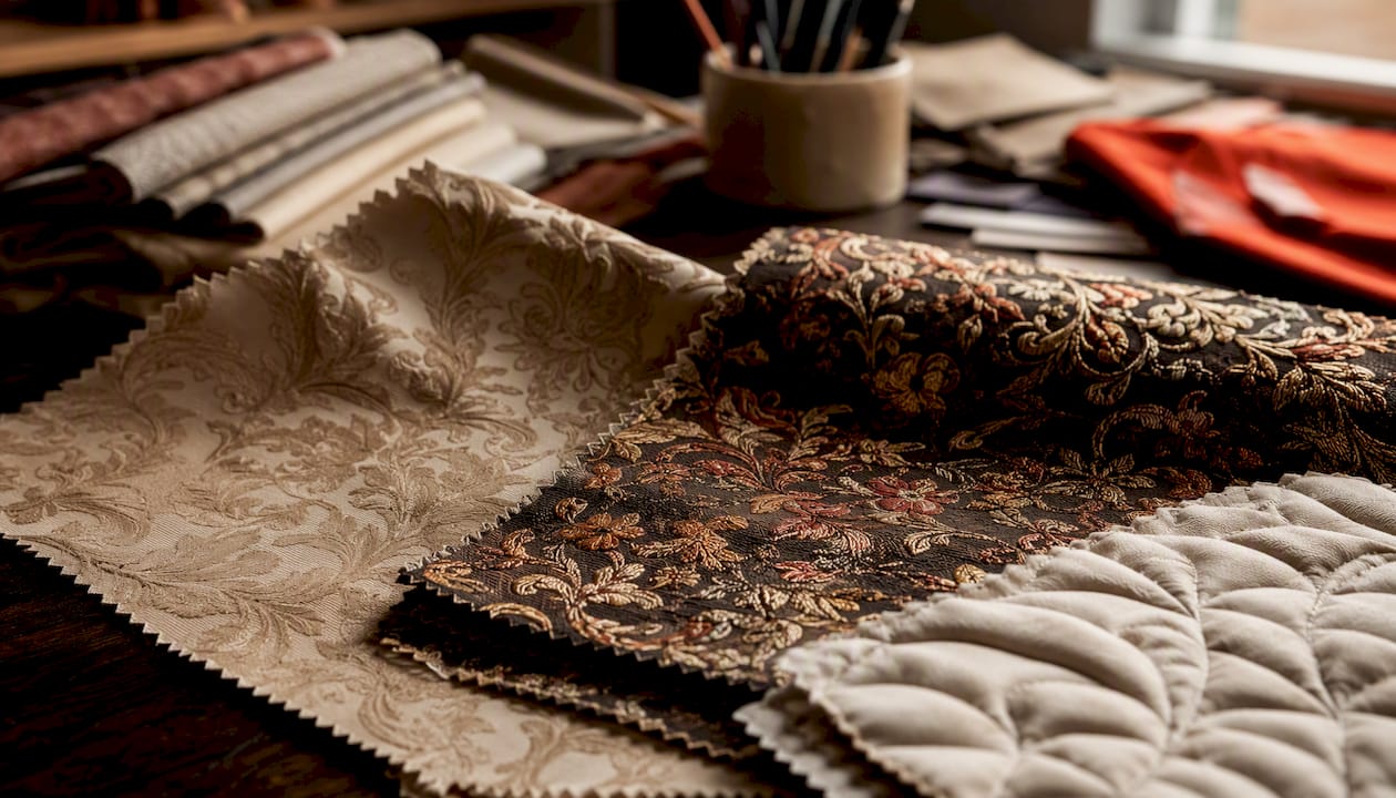 Varied jacquard fabric textures layered
