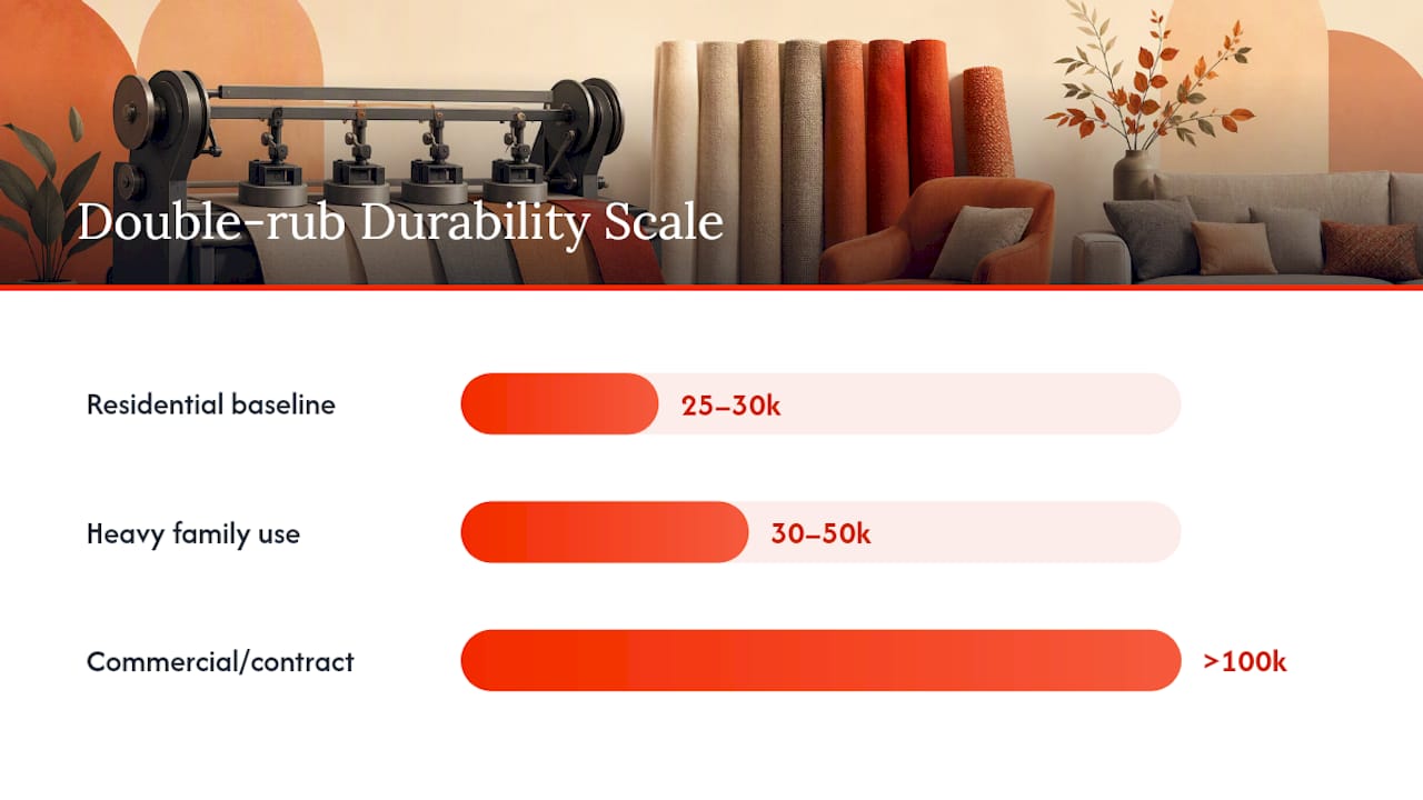 Diagram showing double rub durability scale