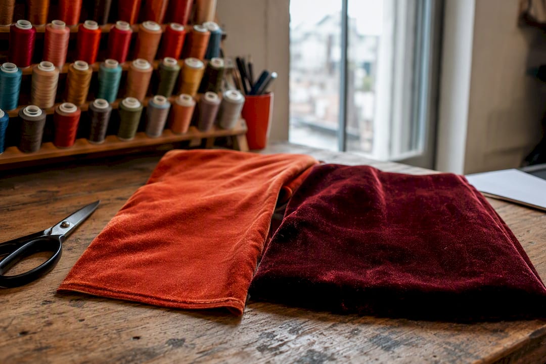 Side-by-side comparison of velour and velvet fabrics