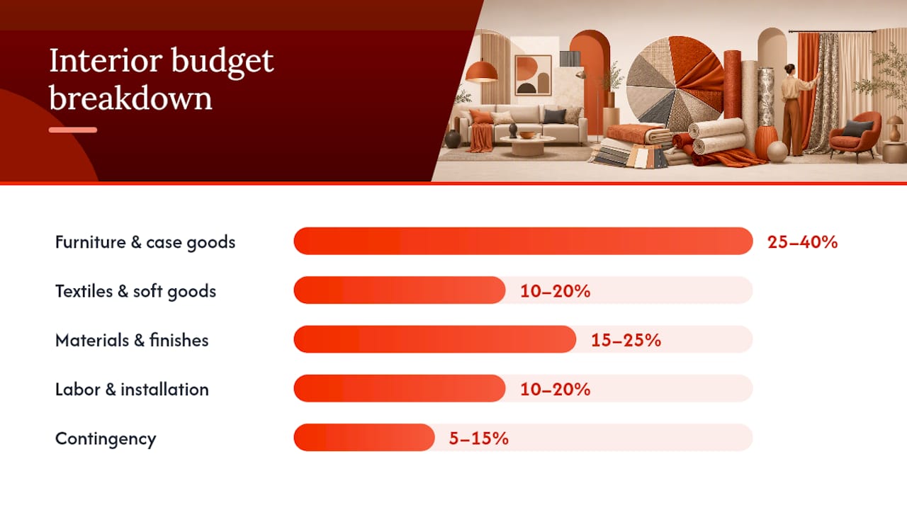 Interior budget cost category comparison diagram