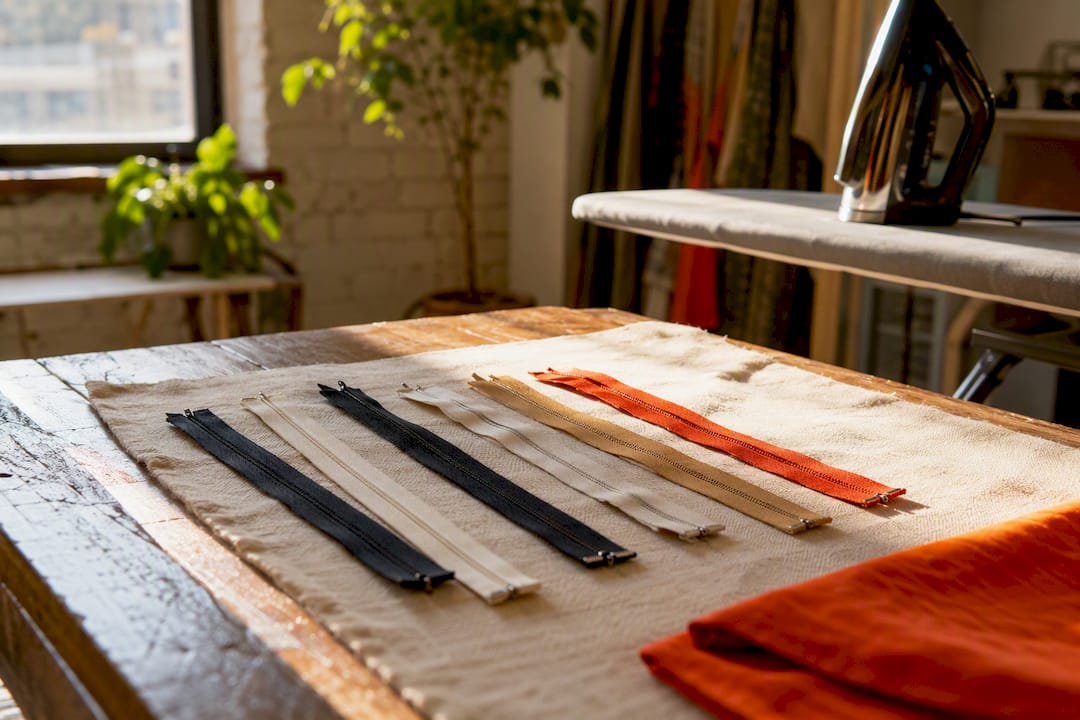Zipper tape drying before sewing