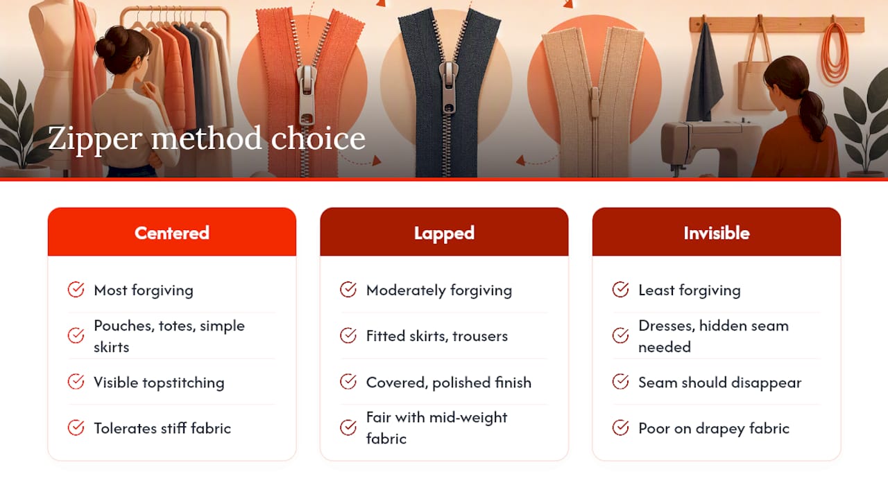 Which Zipper Method Should You Actually Use? — overview diagram