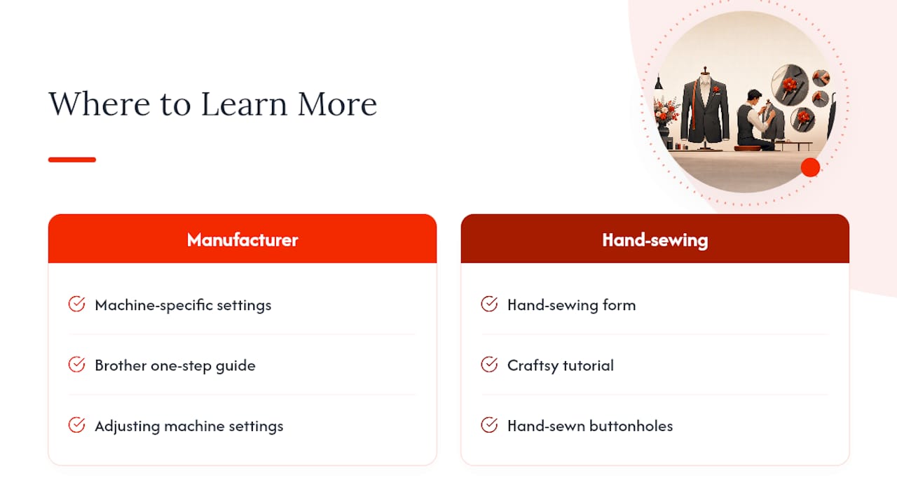 Where to Learn More About Buttonhole Techniques — overview diagram