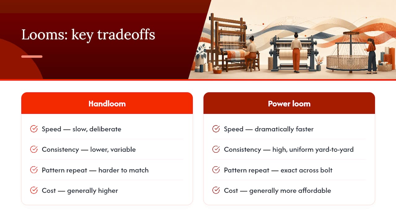 Handloom and power loom tradeoffs