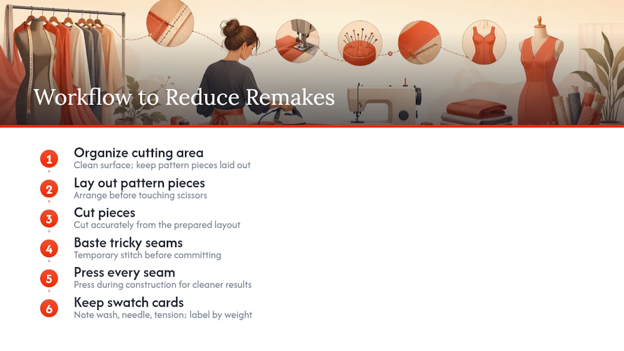 Step-by-step sewing workflow for cleaner results