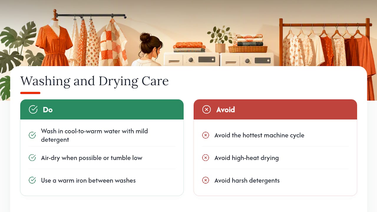 Washing and Drying Care That Keeps the Print Looking Sharp — overview diagram