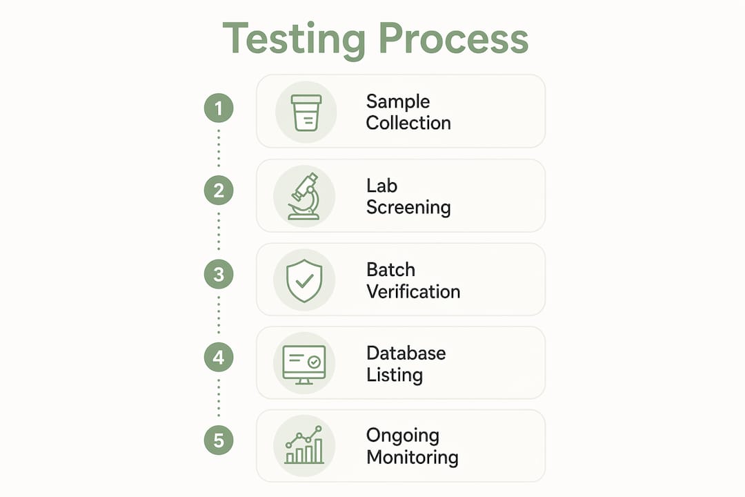 Infographic illustrating Informed Sport certification testing steps