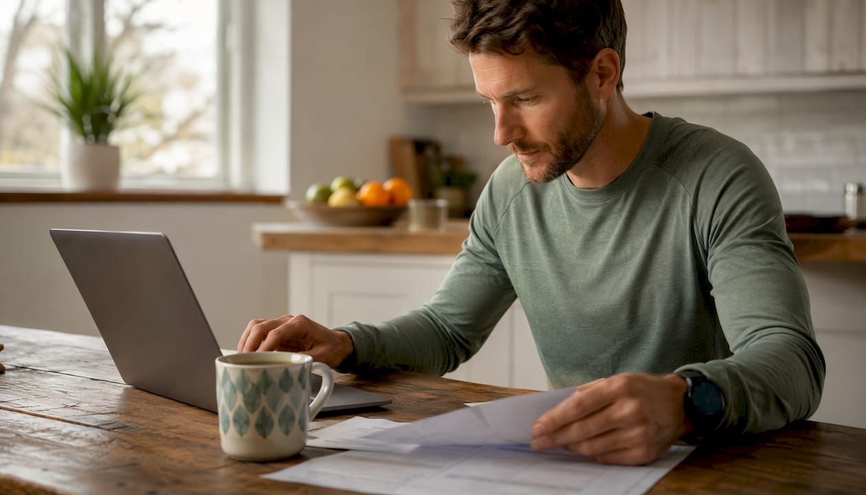 Runner typing on laptop checking batch verification