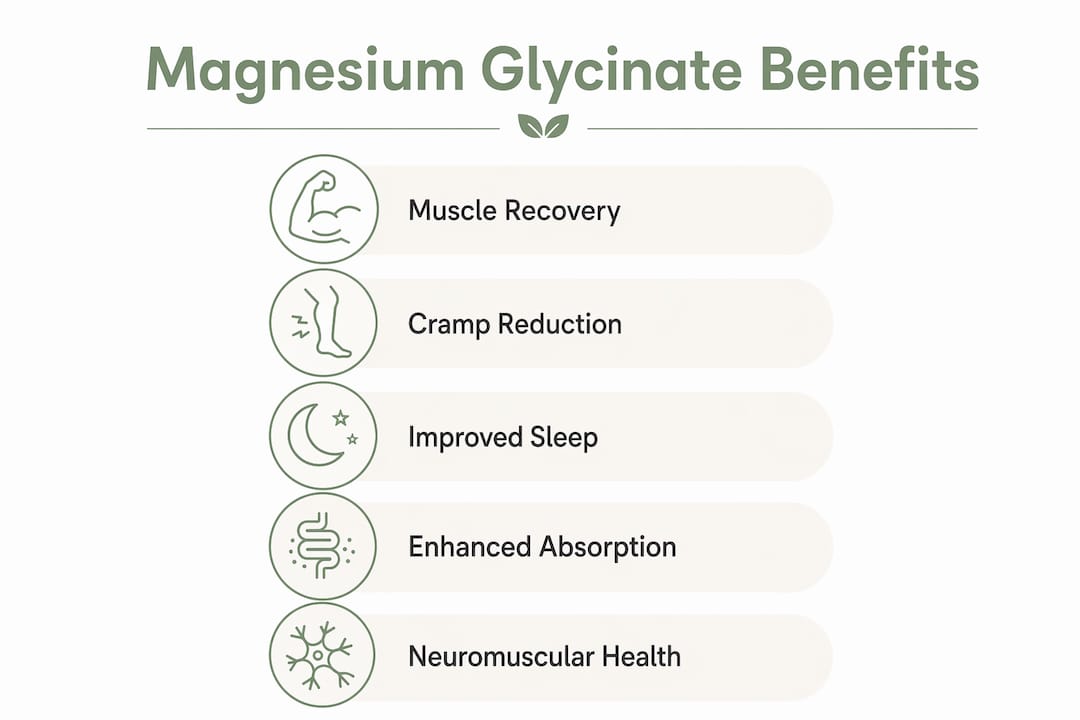 Infographic illustrating magnesium glycinate benefits for runners