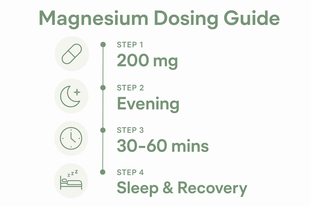 Infographic illustrating magnesium bisglycinate dosing steps