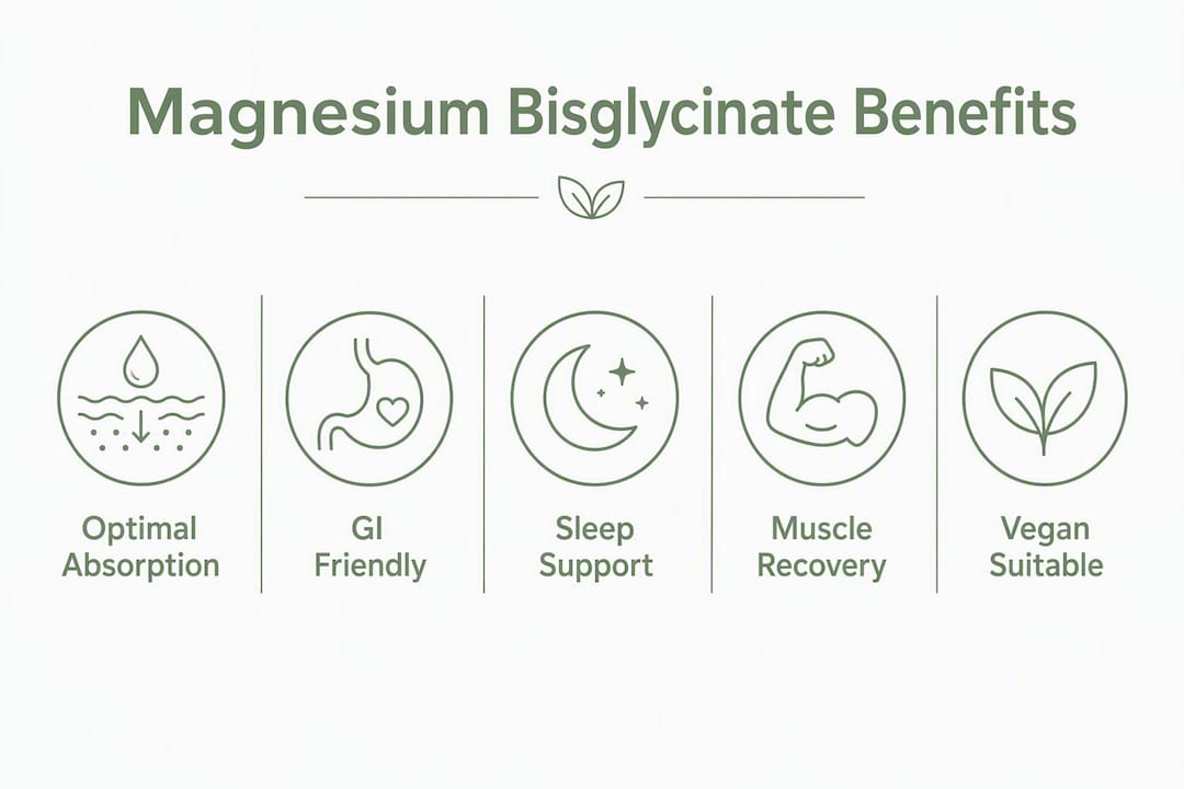 Infographic showing magnesium bisglycinate benefits hierarchy