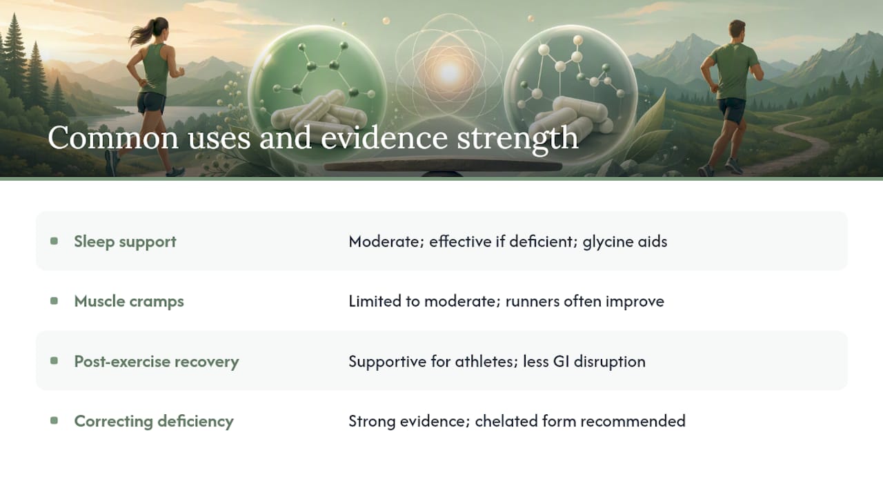 What bisglycinate is commonly used for and what the evidence actually says — overview diagram