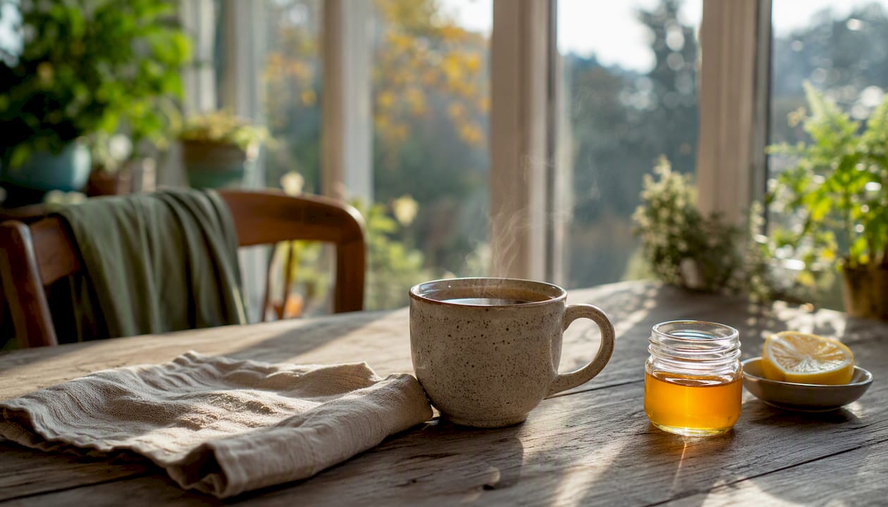 Herbal tea cup for digestive comfort