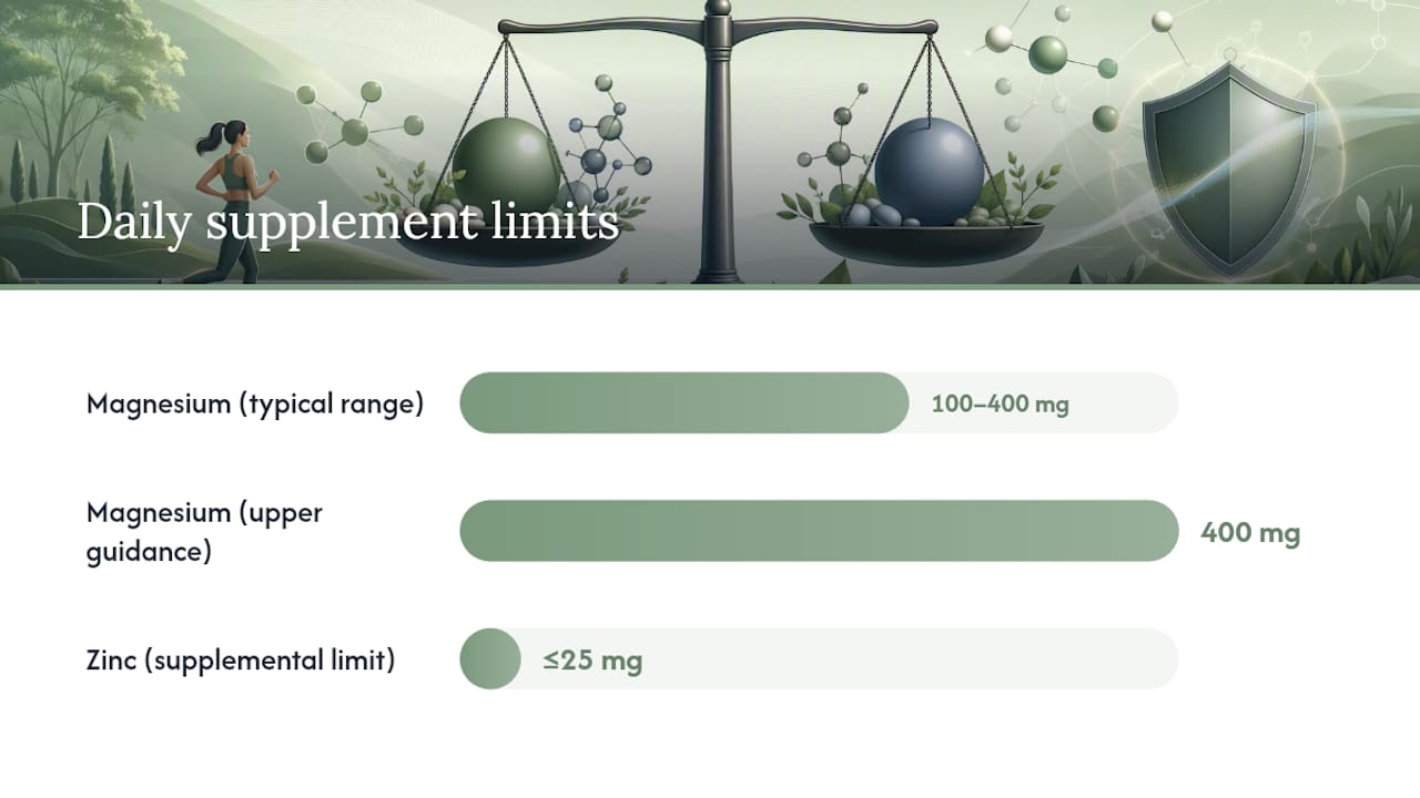 Dosage comparison chart for magnesium and zinc safety