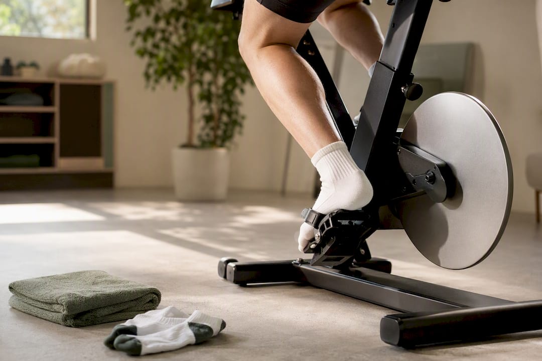 Runner gently cycling during calf recovery