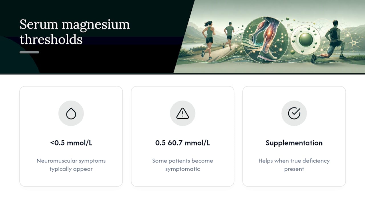 Serum magnesium ranges linked to twitching symptoms
