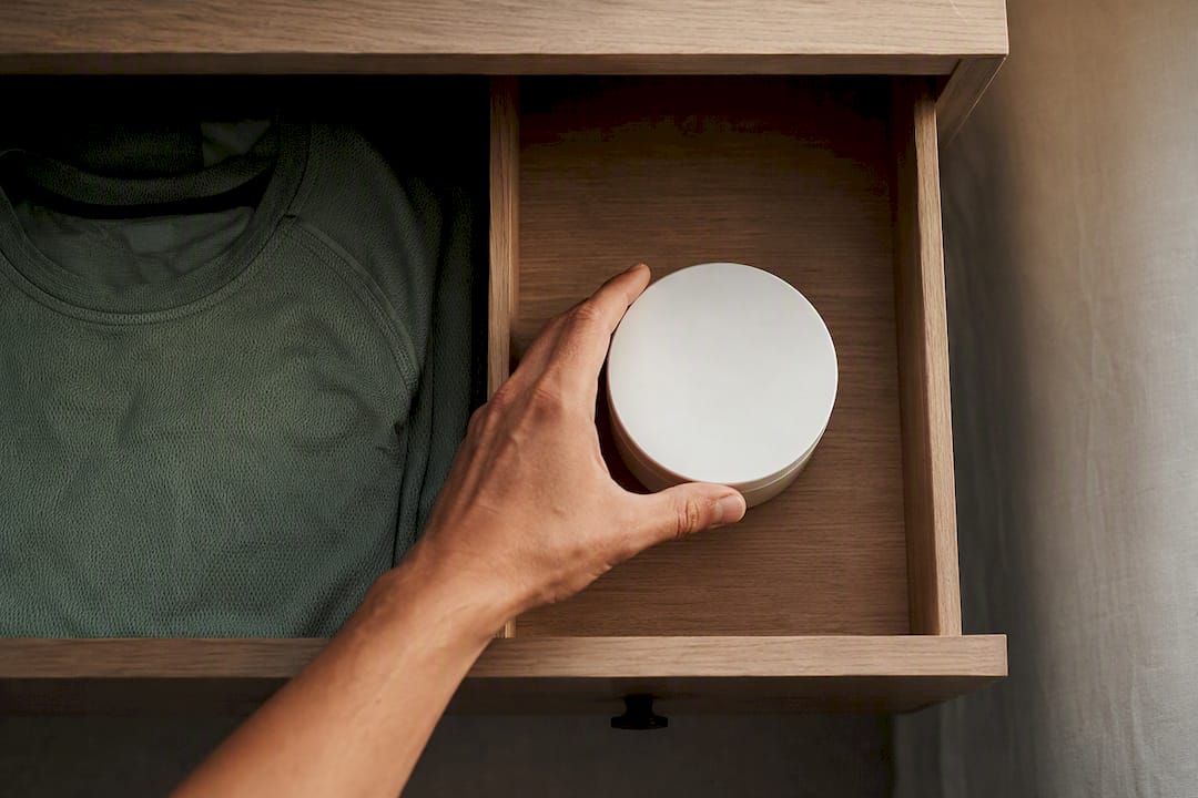 Supplements stored inside a dry bedroom drawer