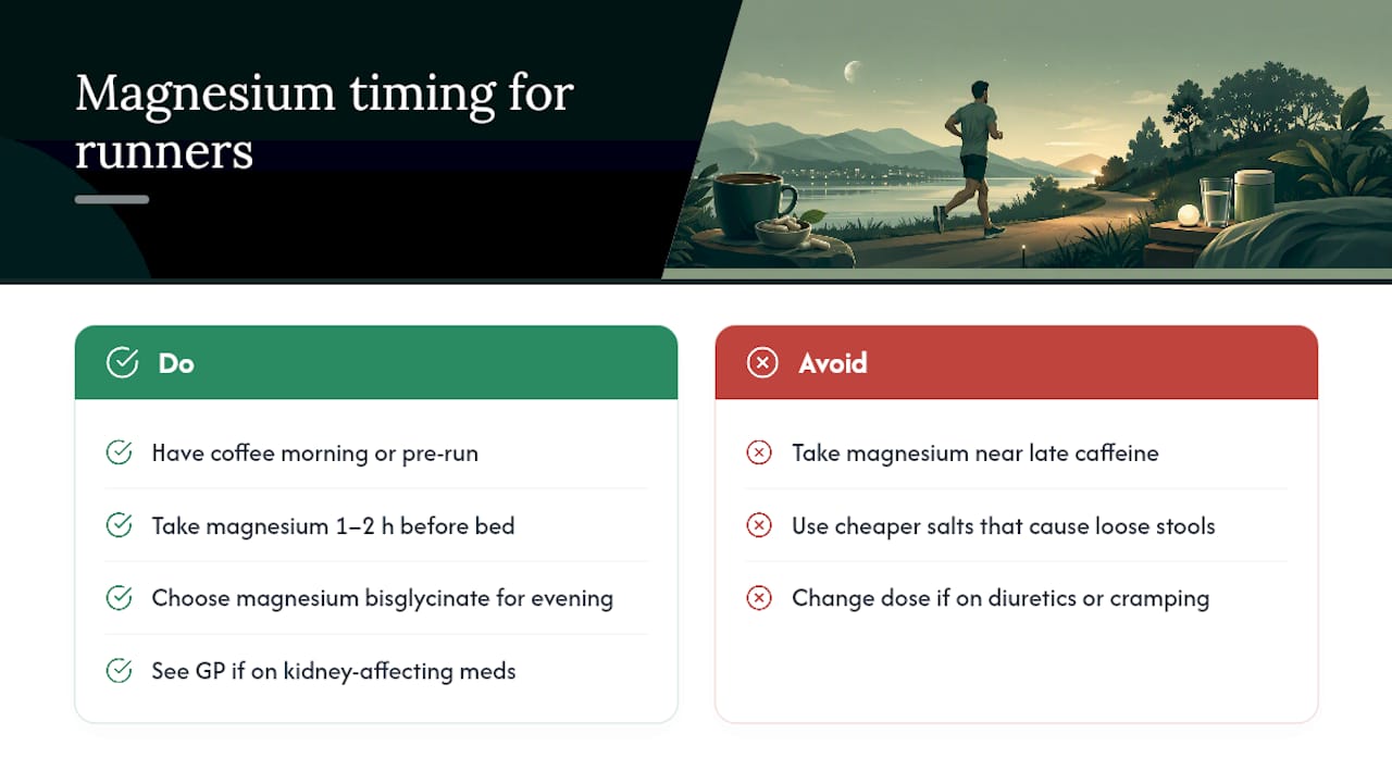 Getting magnesium timing right as a runner — overview diagram