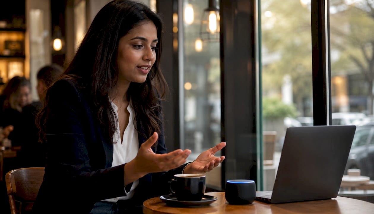 Agent using AI device in home office