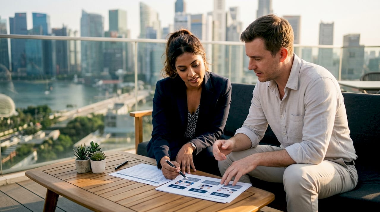 Two agents discussing real estate careers