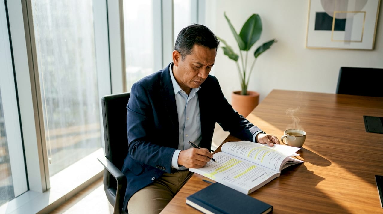 Man reviewing estate agent regulations