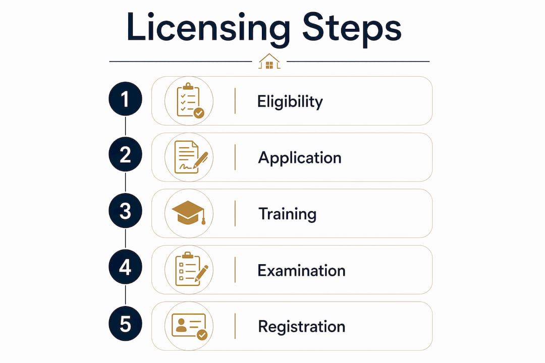 Infographic of licensing steps for agents