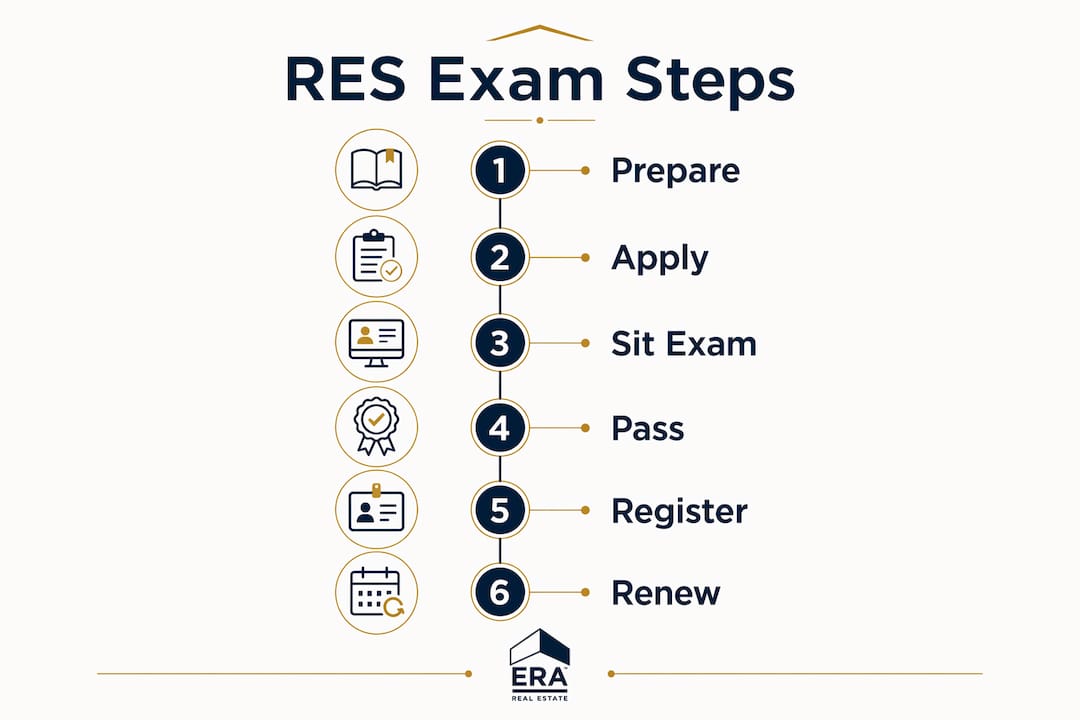 Infographic showing RES exam process steps