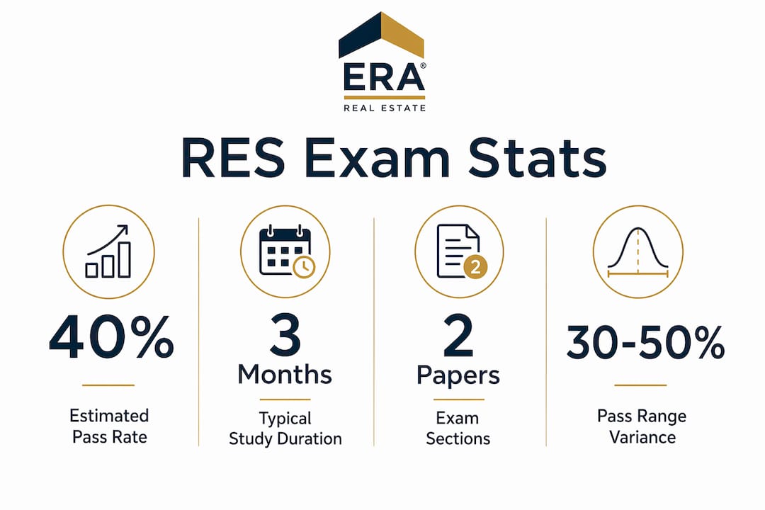 Infographic showing RES exam pass rate statistics