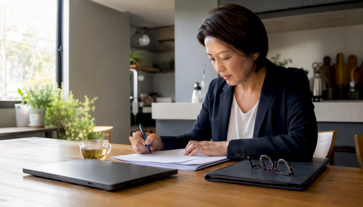 Real estate agent reviewing CPD compliance papers