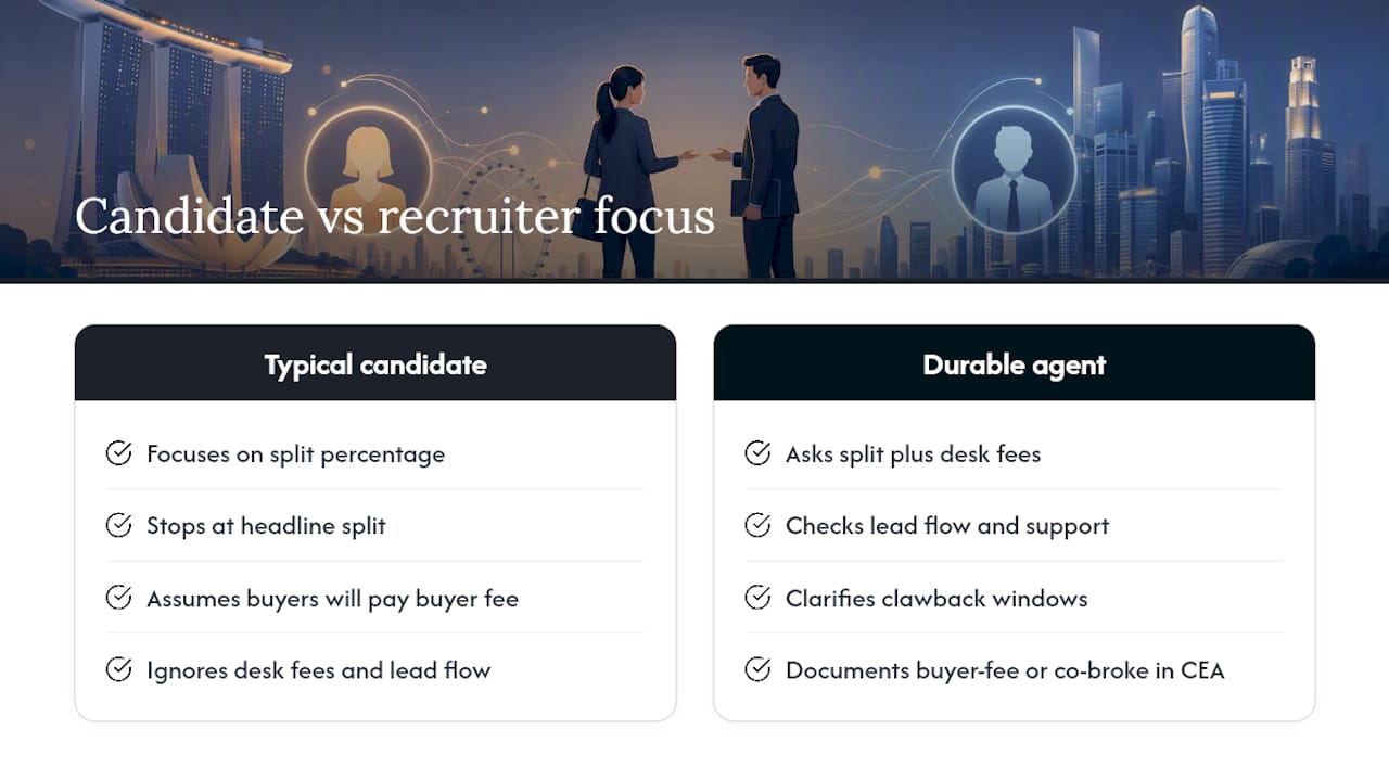 What recruiters actually see when candidates ask about commissions — overview diagram