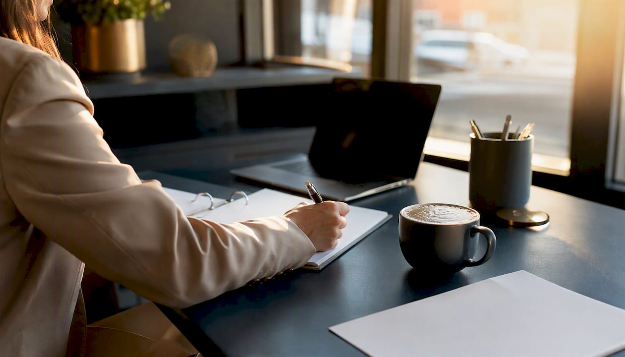 Real estate coaching workspace corner