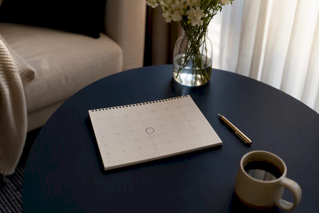 Calendar marking real estate exam date