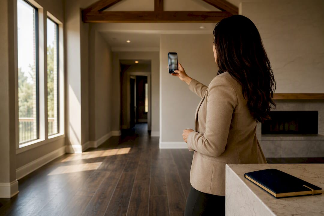 Agent recording real estate listing content