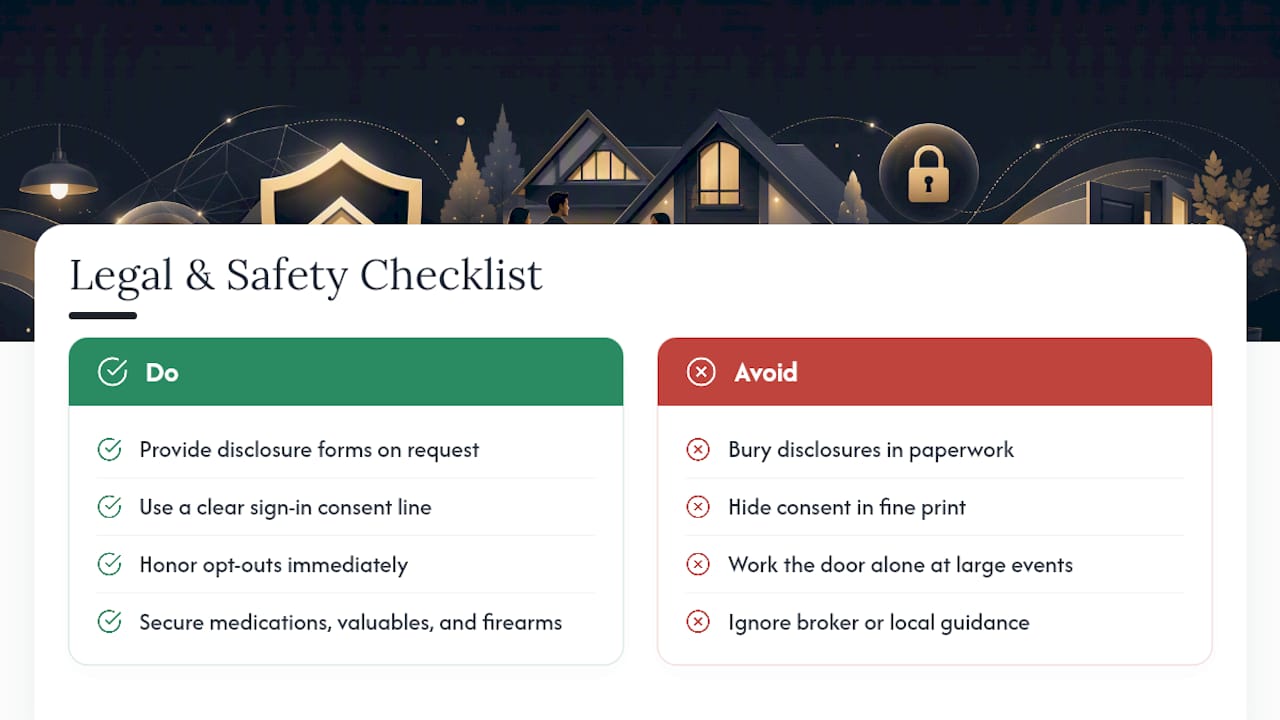 Legal and Safety Considerations for Open Houses — overview diagram