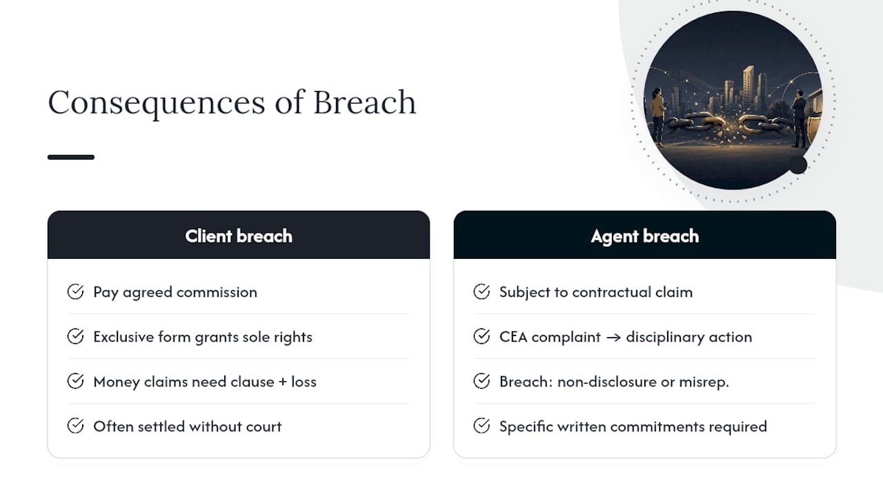 Legal Implications of Breaching an Estate Agency Agreement — overview diagram