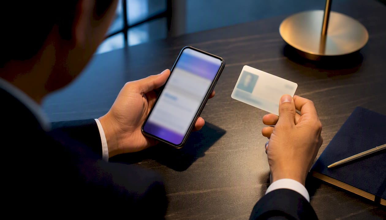 Agent checking card against public register
