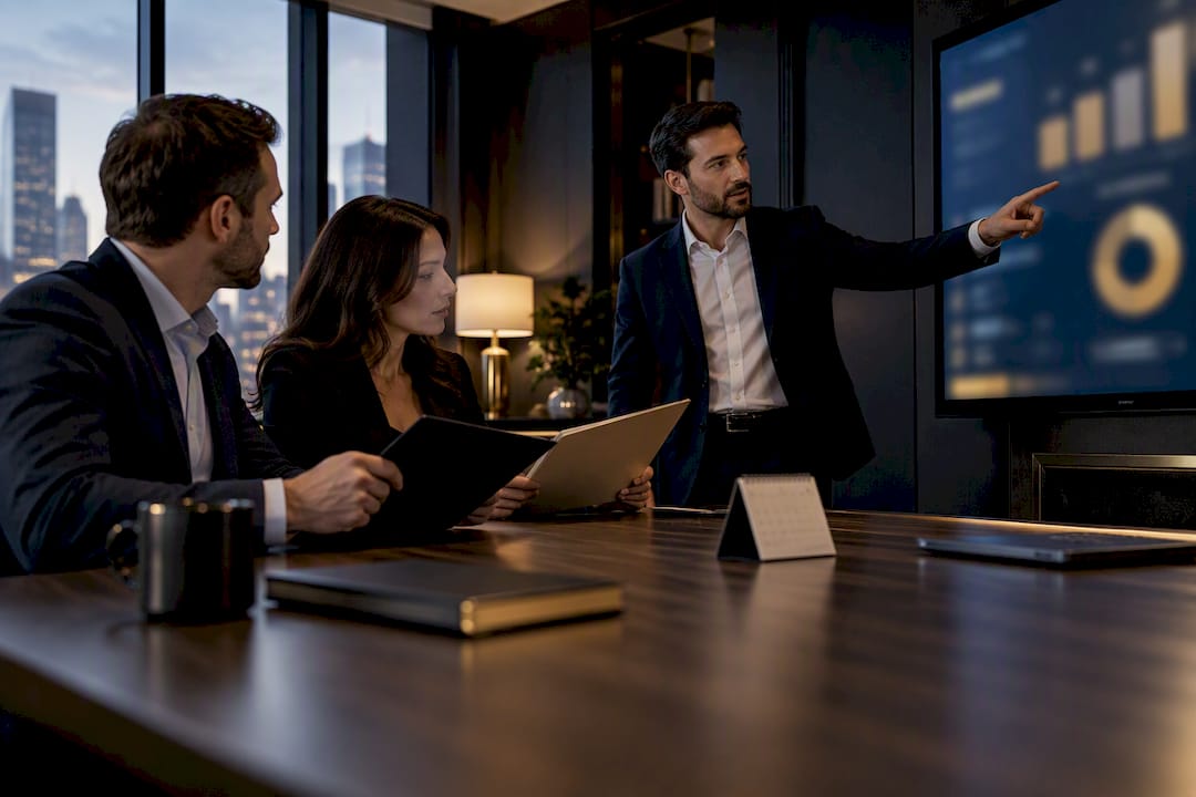 Real estate leaders reviewing team priorities