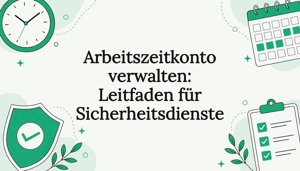 Moderne Vektorgrafik mit Symbolen rund um Arbeitszeiten und Arbeitssicherheit