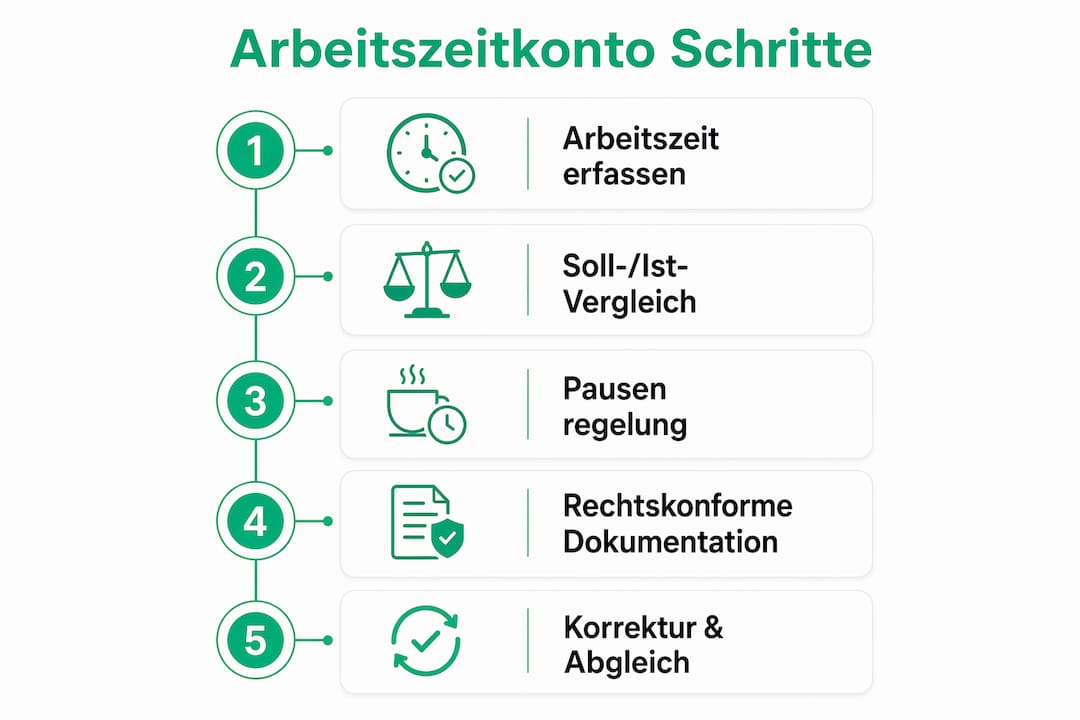 Schritt-für-Schritt-Anleitung: So verwalten Sie Ihre Arbeitszeitkonten optimal (Infografik)